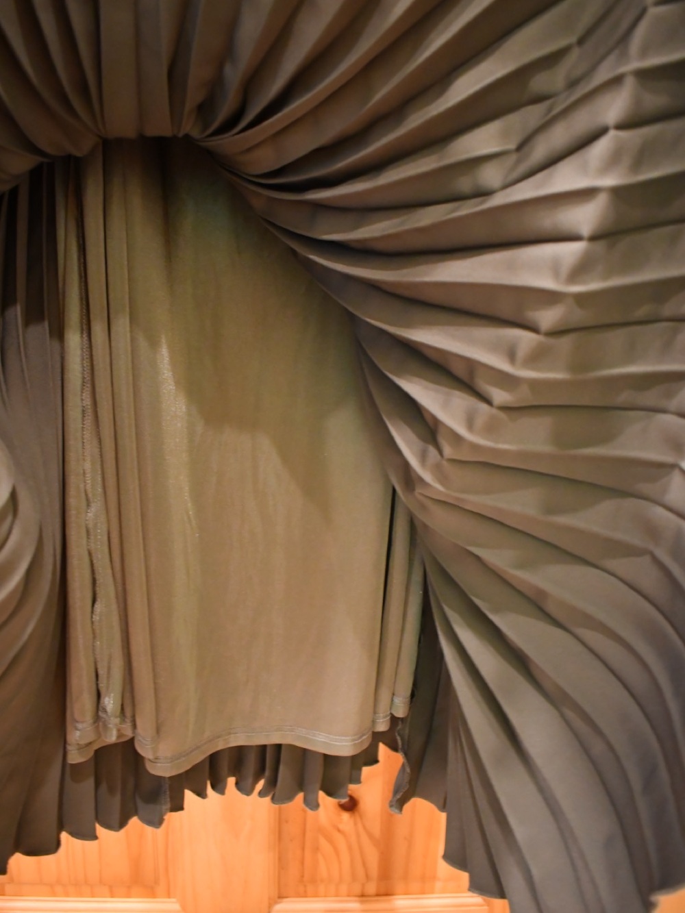 Revelry Saylor Satin Pleated Strapless Maxi Dress in Deep Olive Green 6 - Picture 9 of 12